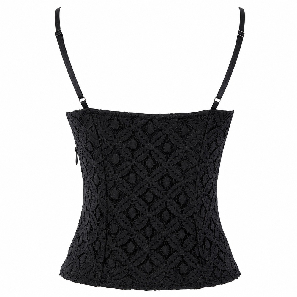 Lily Star Black Lace Corset Top Y2K Dark Coquette Bustier Lace Up Camisole M - Picture 4 of 15